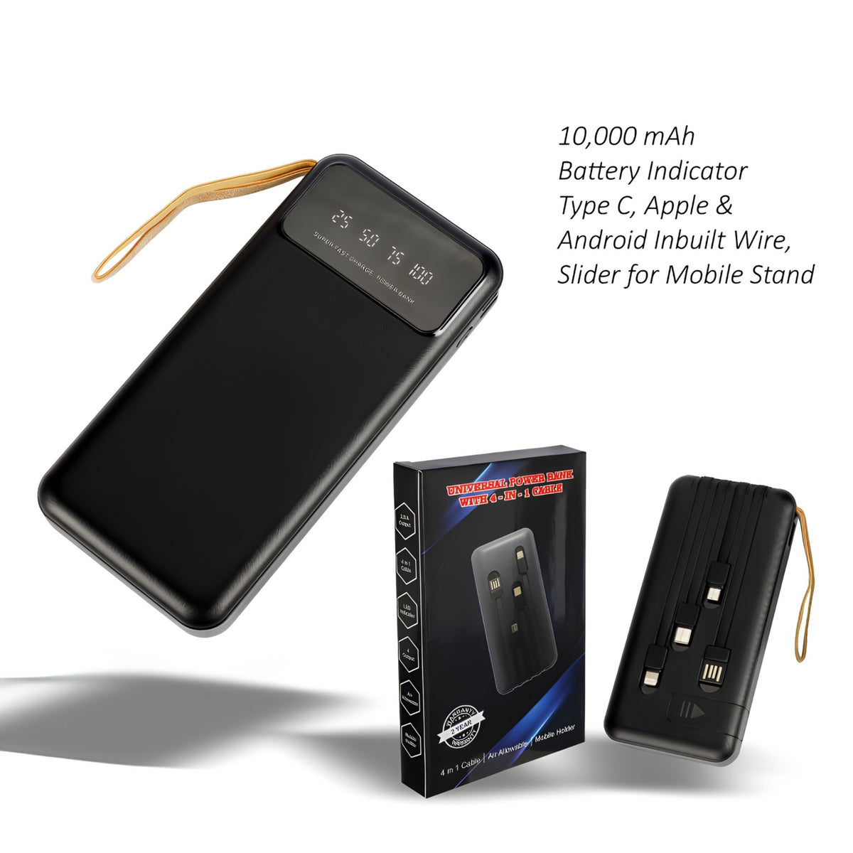 Powerbank 10000 mAh Inbuilt Cables - Customisable Corporate Tech Gift
