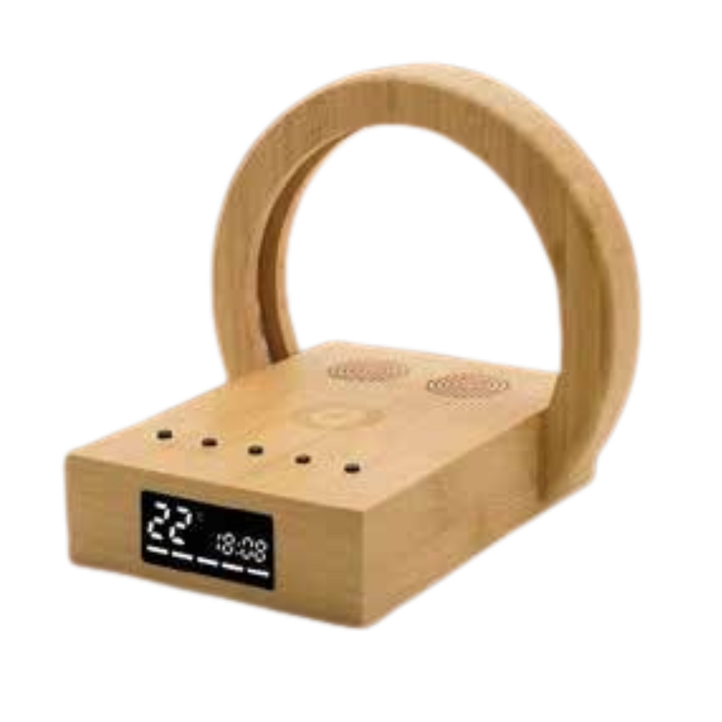Cypress 2.0 Bamboo Wireless Charger with Clock and Bluetooth Speaker