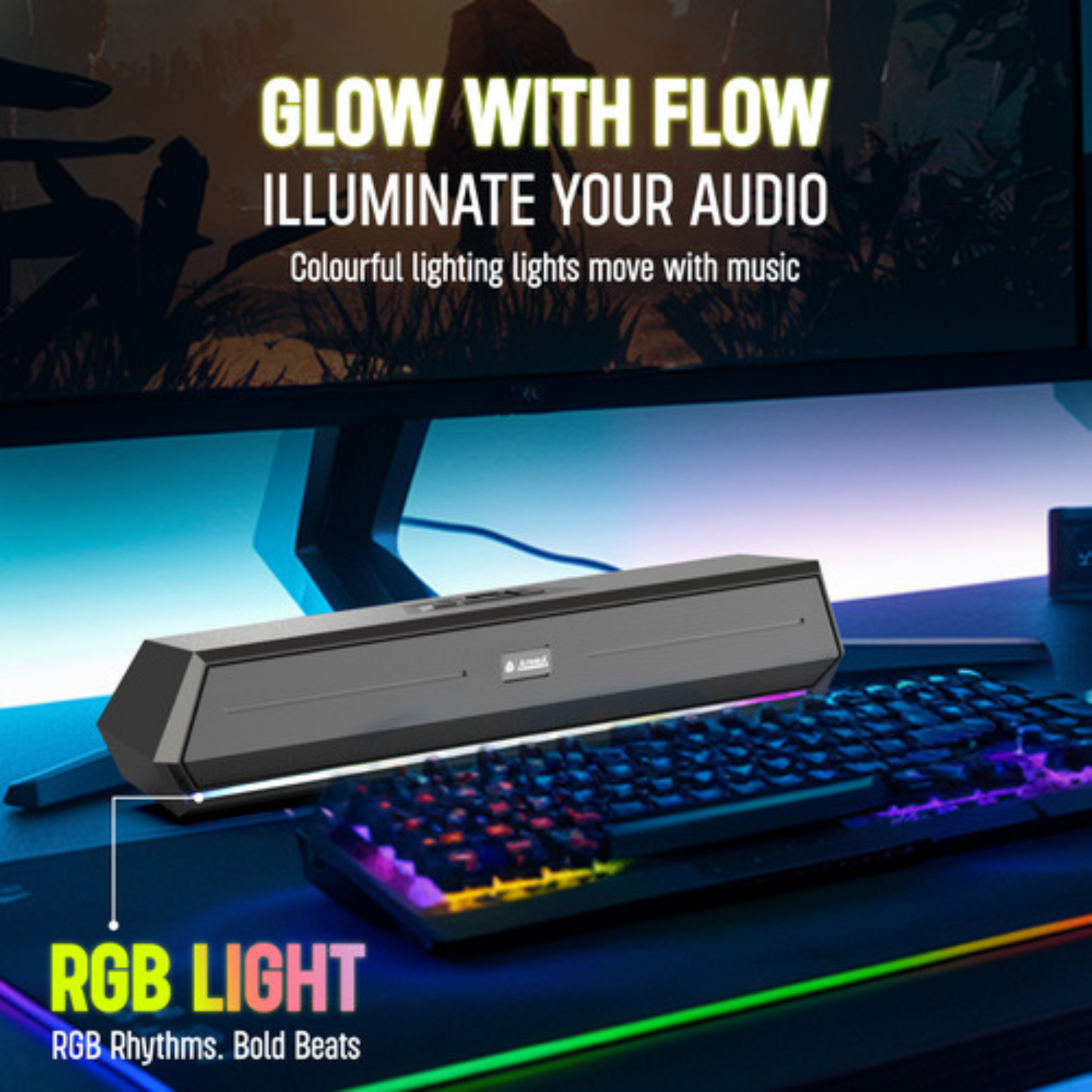 CoolBar 30W SoundBar  – Aroma Powerful Audio with RCB Lighting (Mix Colors)