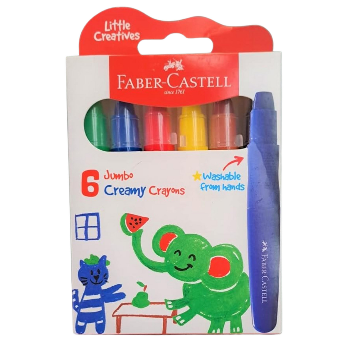 6 Jumbo Creamy Crayons – Smooth & Vibrant Colours - Faber-Castell