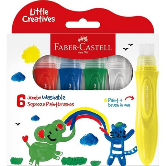 6 Jumbo Washable Squeeze Paintbrushes – Mess-Free Fun for Kids - Faber-Castell