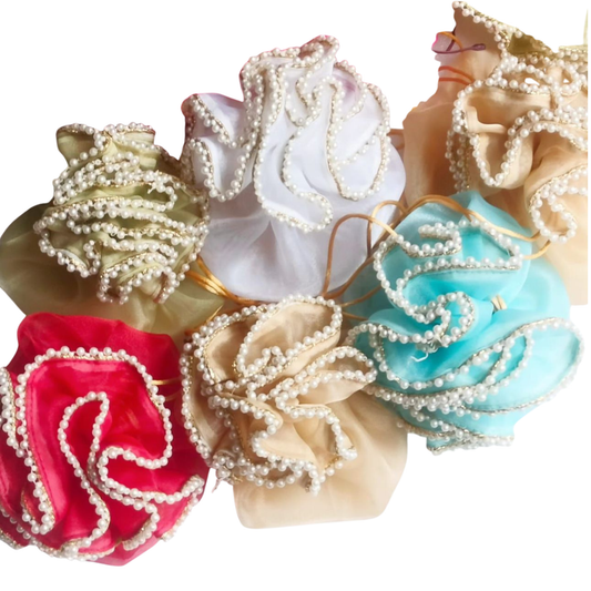 Pearl Embellished Organza Potli Pouch for Festive Gifting