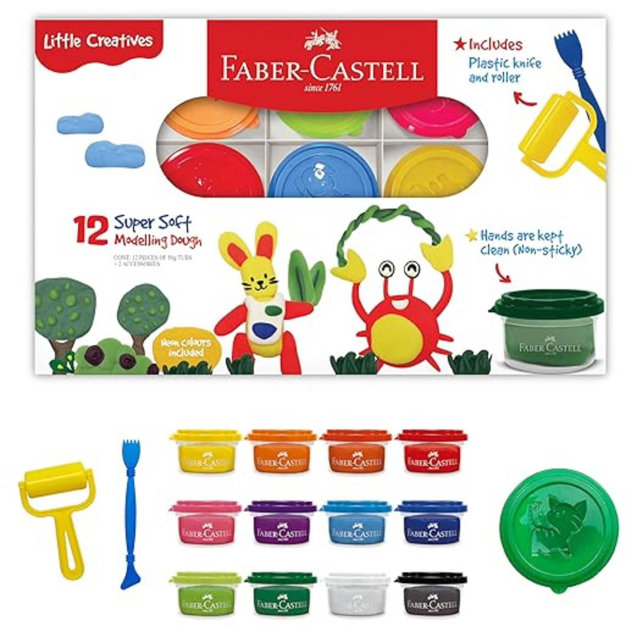 12 Super Soft Modelling Dough – Colourful Creative Play - Faber-Castell
