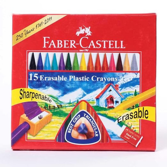 Erasable Crayons 70mm Set of 15 – Colour, Create & Correct - Faber-Castell